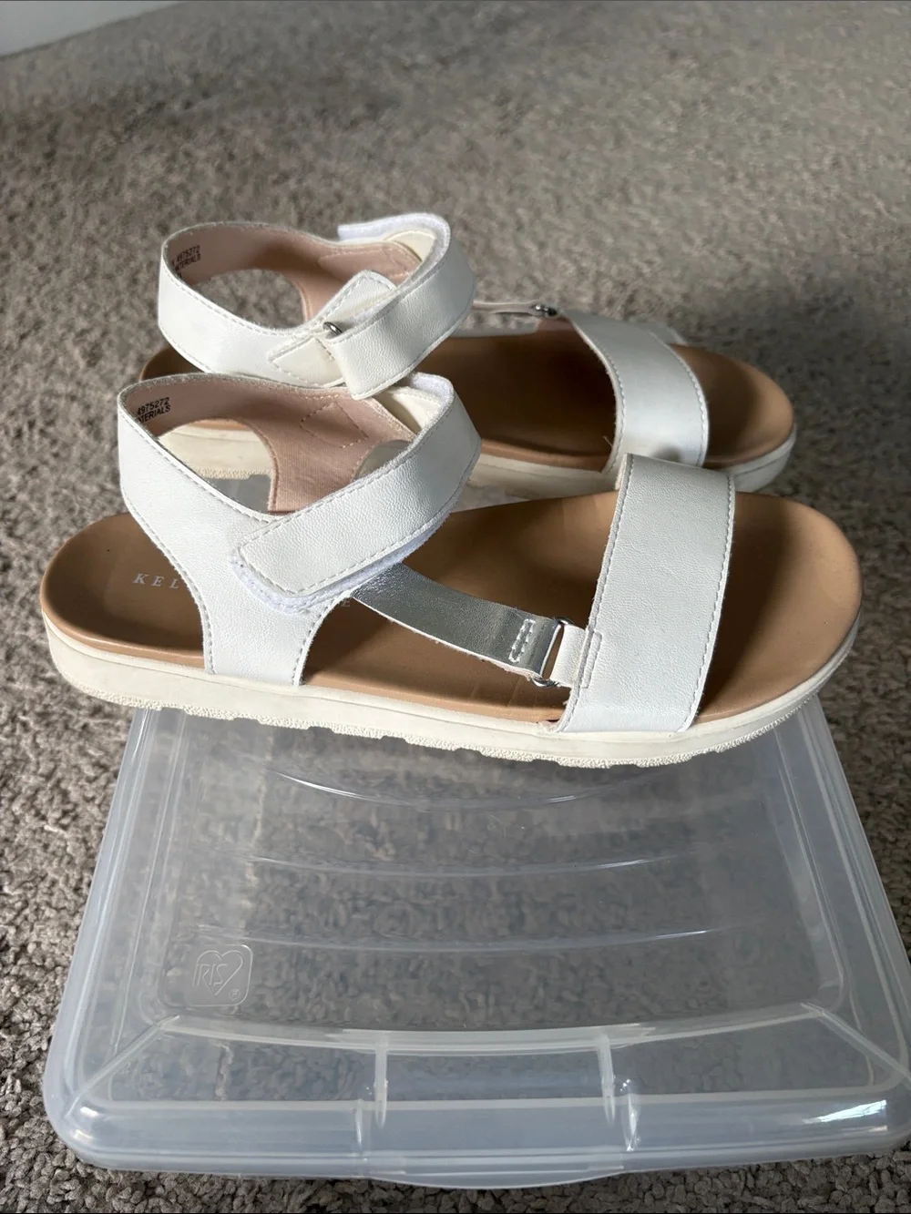 KELLY & KATIE White Strappy Adjustable Girl’s Sandals